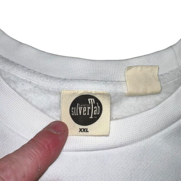 Levi's Silvertab Baggy Sweatshirt Size XXL White Graphic Pullover T-Shirt Retro - Picture 2 of 10